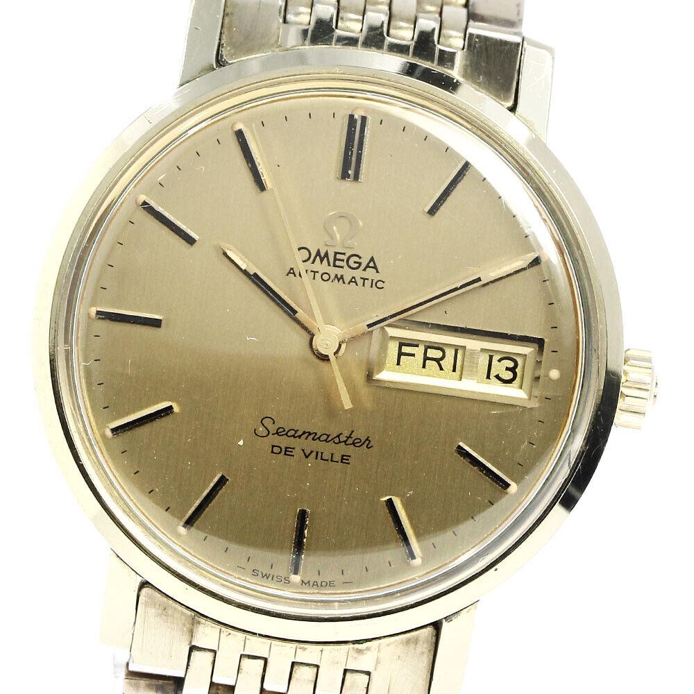 Omega Seamaster Deville Day Date Automatic Mens _740843 GP/SS: Omega Seamaster Deville Day Date Automatic Mens _740843 GP/SS Type: wristwatch commodity condition glass has many scratches Case some light scratches bezel some light scratches belt/bracelet some ligh