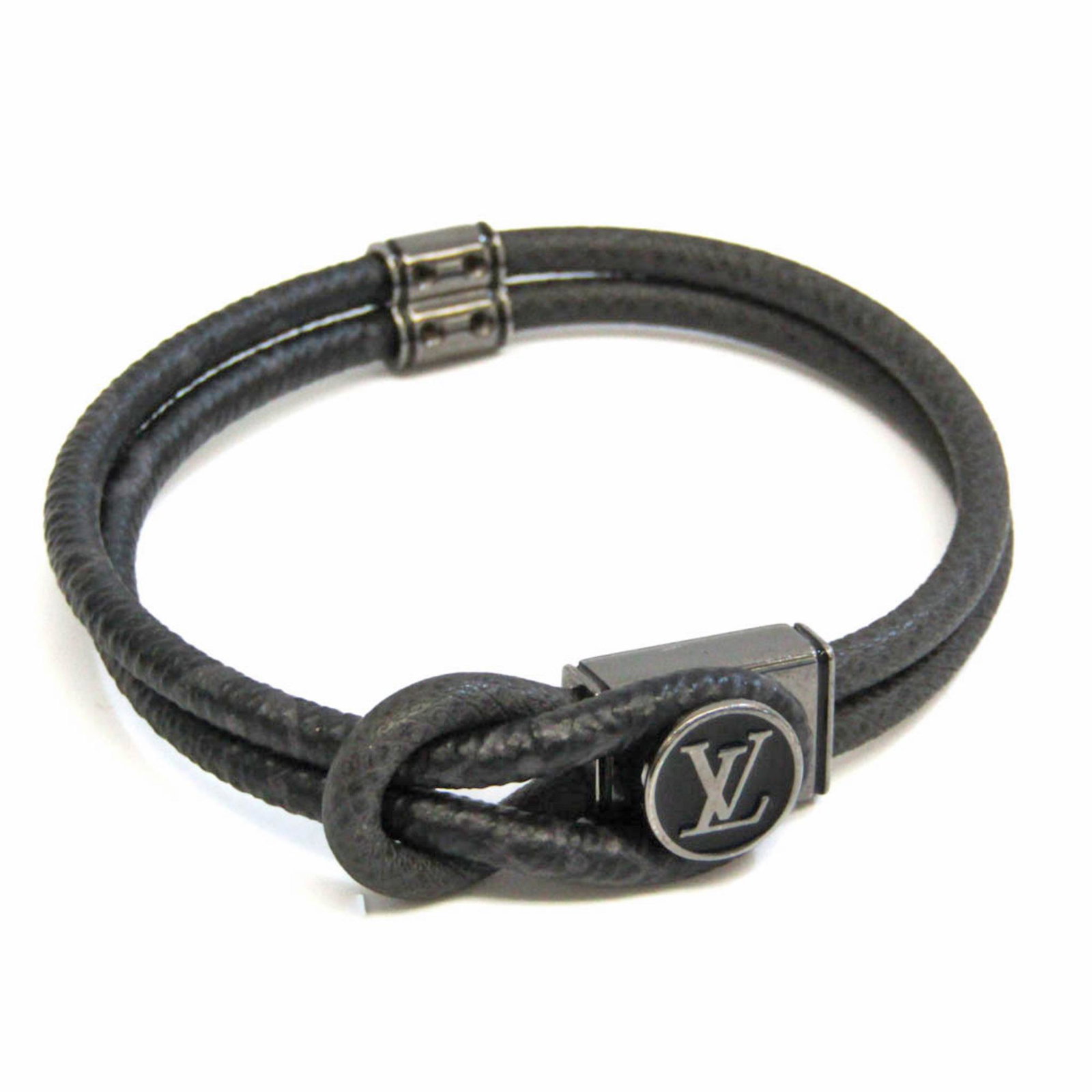 Louis Vuitton Taiga Brasserie Loop It M6780 Leather Metal Monogram Eclipse Bangle Gunmetal Monogram: Louis Vuitton Taiga Brasserie Loop It M6780 Leather Metal Monogram Eclipse Bangle Gunmetal Monogram Eclipse Noir Brand: Louis Vuitton Line: Taiga Model: Brasserie Loop It M6780 Country of Origin: Spai