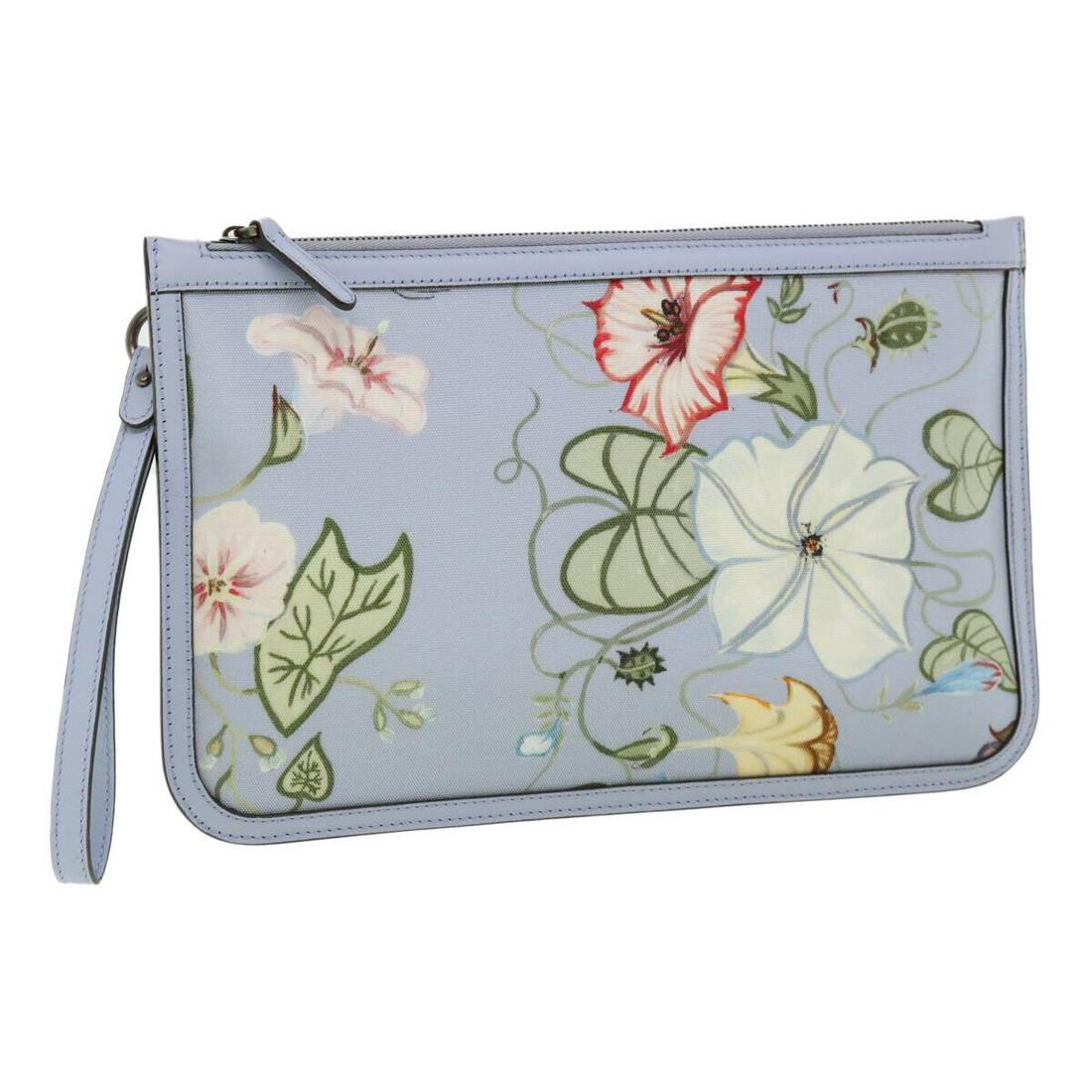 GUCCI botanical illustration Clutch Bag Canvas Blue 379277: GUCCI botanical illustration Clutch Bag Canvas Blue 379277 Style: Clutch Bag Material: Canvas Exterior Color: Blue Bag Height: 7.1inch(Approx) / 18cm(Approx) Bag Length: 11.0inch(Approx) / 28cm(Approx