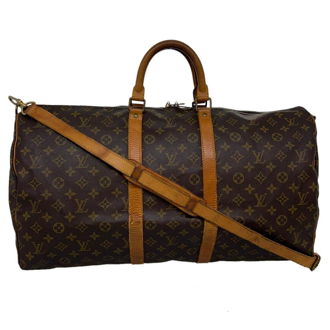 LOUIS VUITTON Monogram Keepall Bandouliere 55 Boston Bag M41414 LV: LOUIS VUITTON Monogram Keepall Bandouliere 55 Boston Bag M41414 LV Style: Boston Bag Material: Monogram Canvas Exterior Color: Monogram Bag Height: 10.6inch(Approx) / 27cm(Approx) Bag Depth: 9.8inch(A