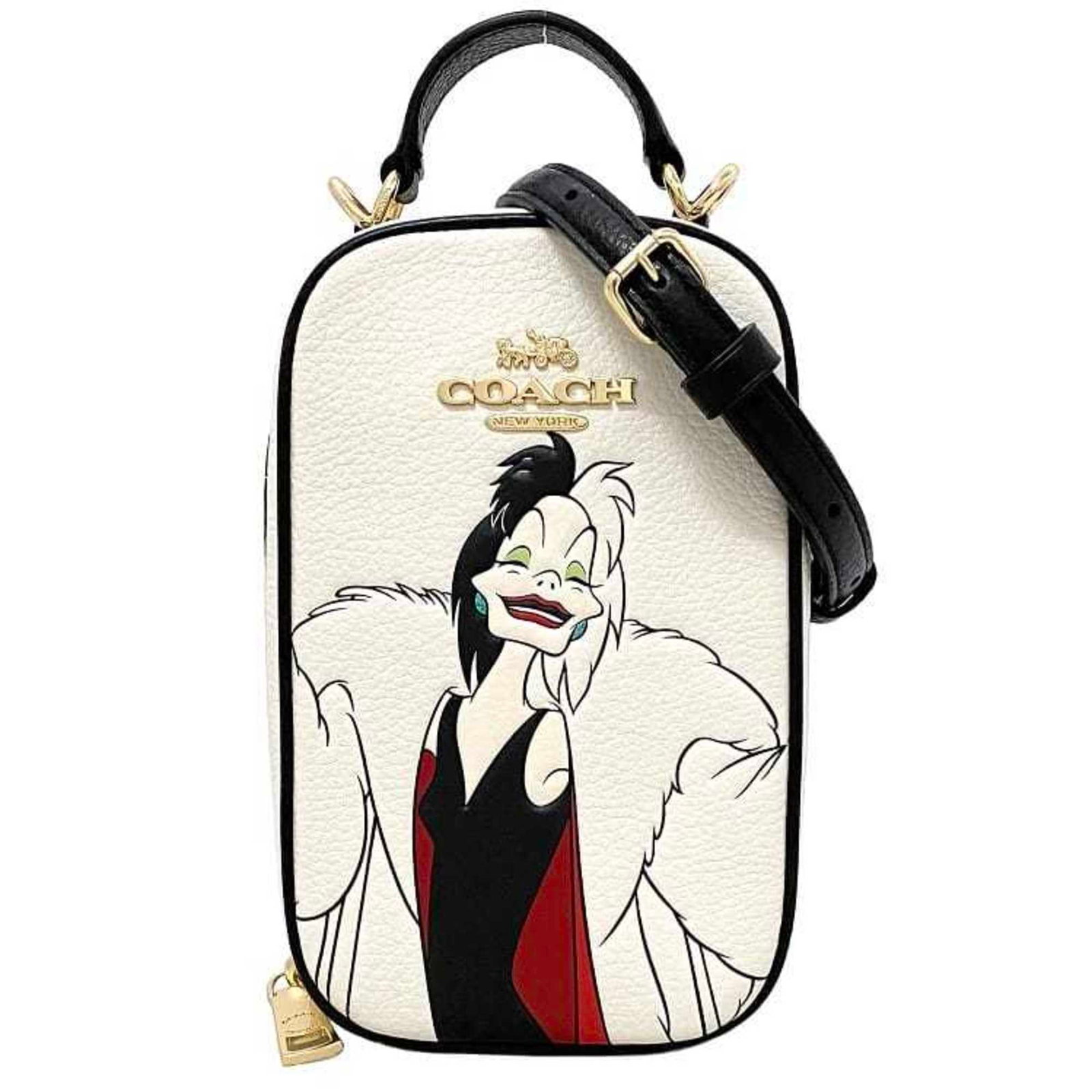 Coach Shoulder Bag White Black Red Disney CC328 Cruella Leather COACH Collaboration Pochette 2way: Coach Shoulder Bag White Black Red Disney CC328 Cruella Leather COACH Collaboration Pochette 2way Ladies Villains 101 Brand: Coach Model: CC328 Type: Pochette Shoulder bag Material: Leather Leather: C