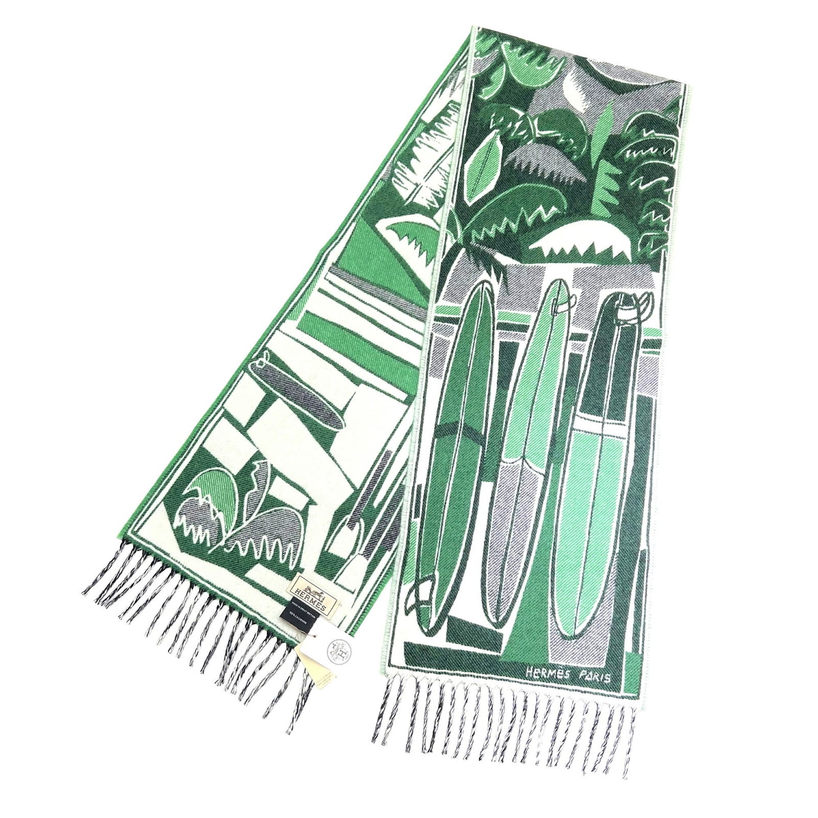 HERMES Hermes Muffler Sea Surf and Fan Vert Gazon Marine Yvoire Spring/Summer 2023 Collection 100%: HERMES Hermes Muffler Sea Surf and Fan Vert Gazon Marine Yvoire Spring/Summer 2023 Collection 100% Cashmere Men's Women's Brand: Hermes Country of Origin: United Kingdom Type: Stole Season: Spring/sum