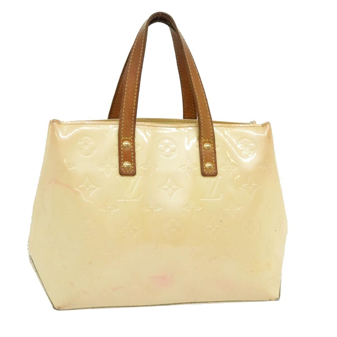 LOUIS VUITTON Monogram Vernis Reade PM Hand Bag Perle M91336 LV: LOUIS VUITTON Monogram Vernis Reade PM Hand Bag Perle M91336 LV Style: Hand Bag Material: Patent Leather Exterior Color: Perle Bag Height: 7.1inch(Approx) / 18cm(Approx) Bag Depth: 3.7inch(Approx) / 9