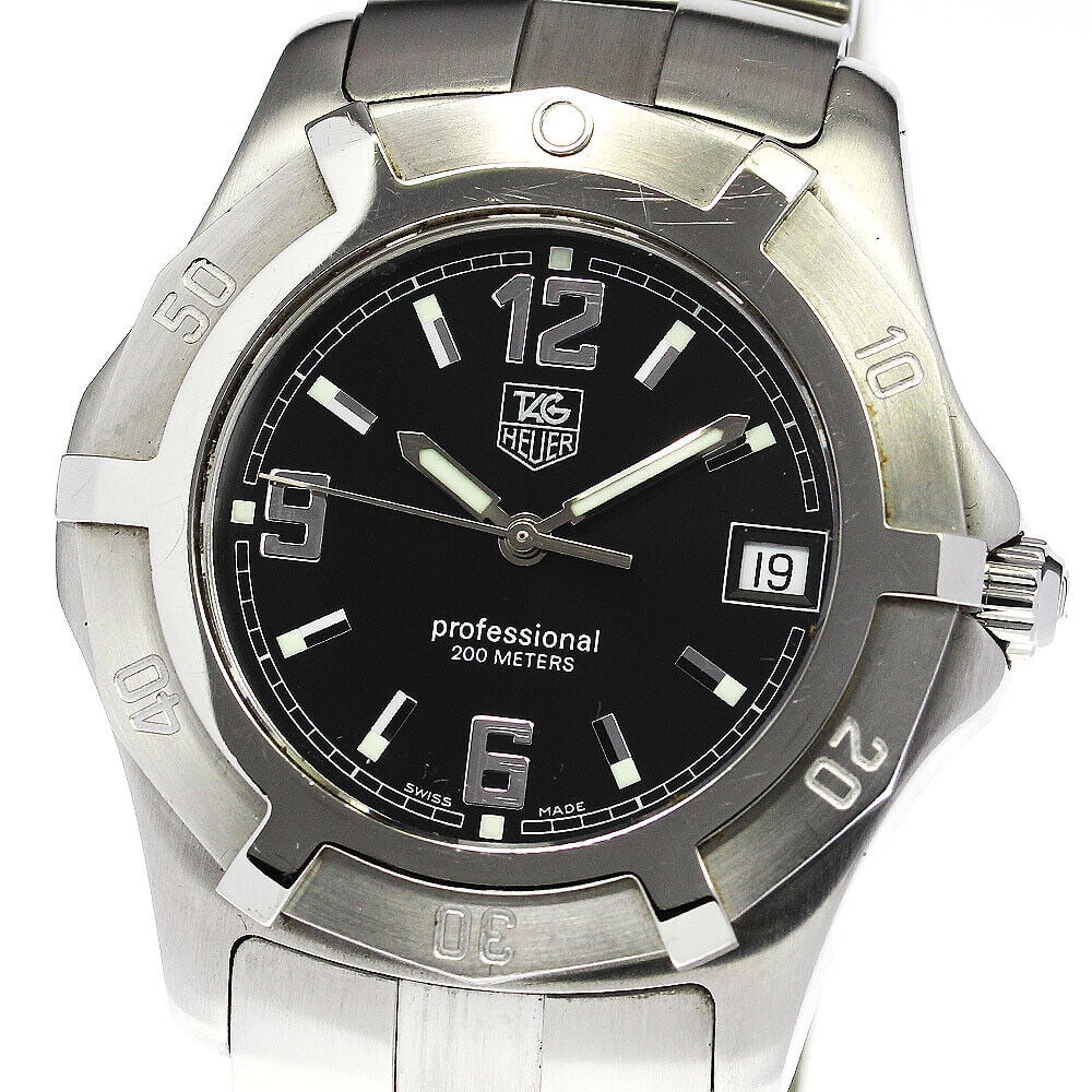 Tag Heuer WN1110 Exclusive Date Quartz Mens 760171 Black Stainless Steel: Tag Heuer WN1110 Exclusive Date Quartz Mens 760171 Black Stainless Steel Type: wristwatch commodity condition glass in good condition case slight scratches There are many scratches on the bezel belt/b