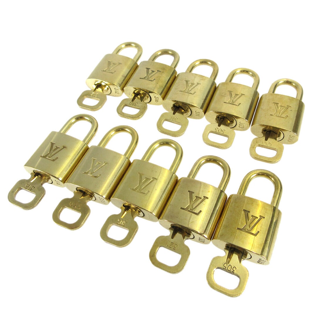LOUIS VUITTON Padlock & Key Bag Accessories Charm 10 Piece Set Gold: LOUIS VUITTON Padlock & Key Bag Accessories Charm 10 Piece Set Gold Material: Gold-tone Theme: Metal Type: Padlock Color: Gold Character Family: Charmed Outside Condition: B: Reasonable Wear and Tear/