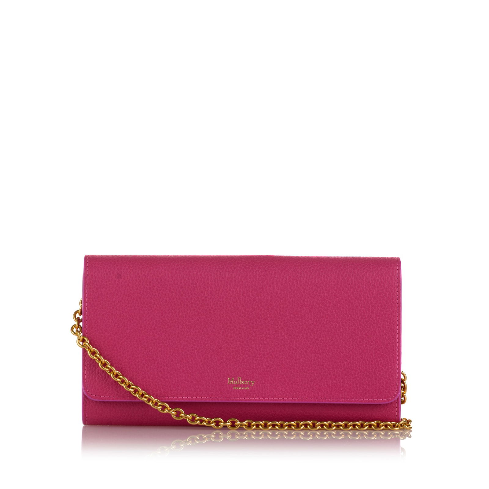 Mulberry Leather Wallet On Chain: Mulberry Leather Wallet On Chain This wallet on chain features a leather body a gold-tone chain strap a front flap with snap closures and interior zip and slip pockets. Brand: Mulberry Model: Leather