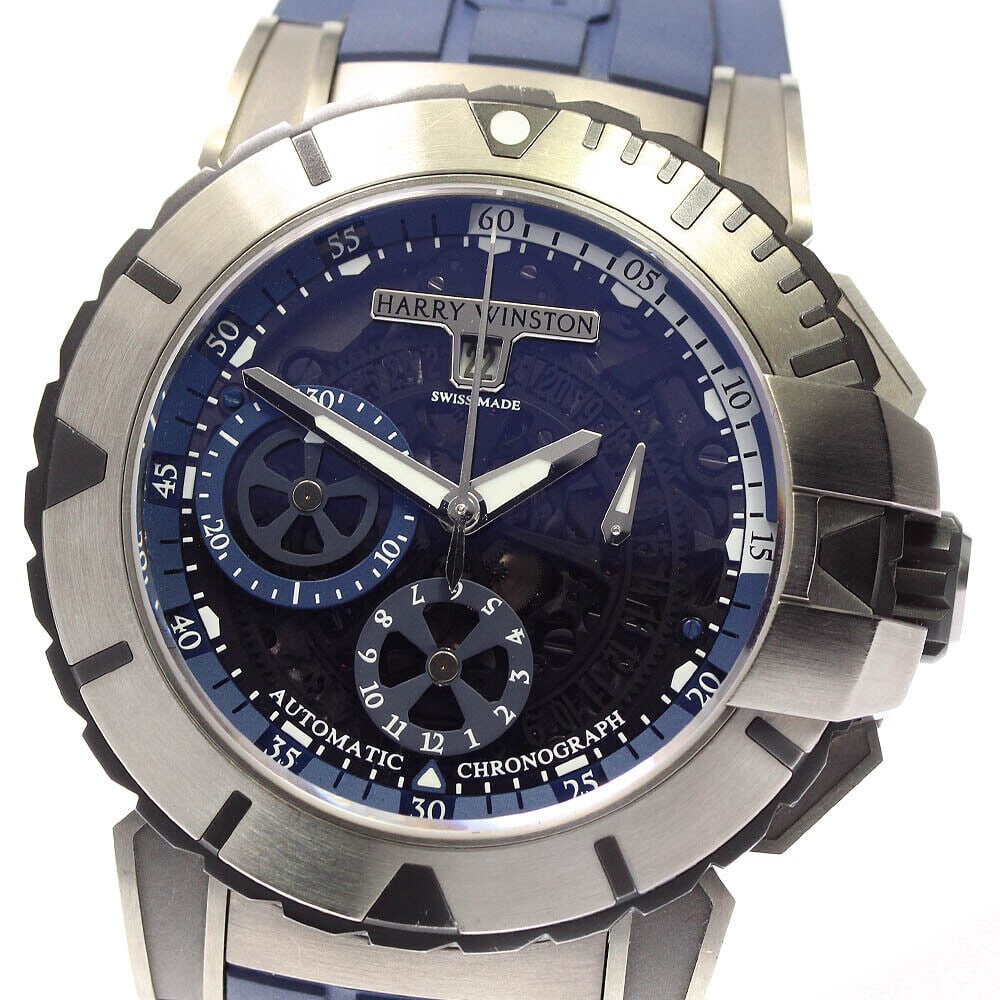 Harry Winston Ocean Sports OCSACH44ZZ007 Mens Watch Pre-Owned: Harry Winston Ocean Sports OCSACH44ZZ007 Mens Watch Pre-Owned Type: wristwatch brandHarry Winston Model nameocean sports sexmen's case materialZalium belt materialrubber dial colorskeleton/blue machin