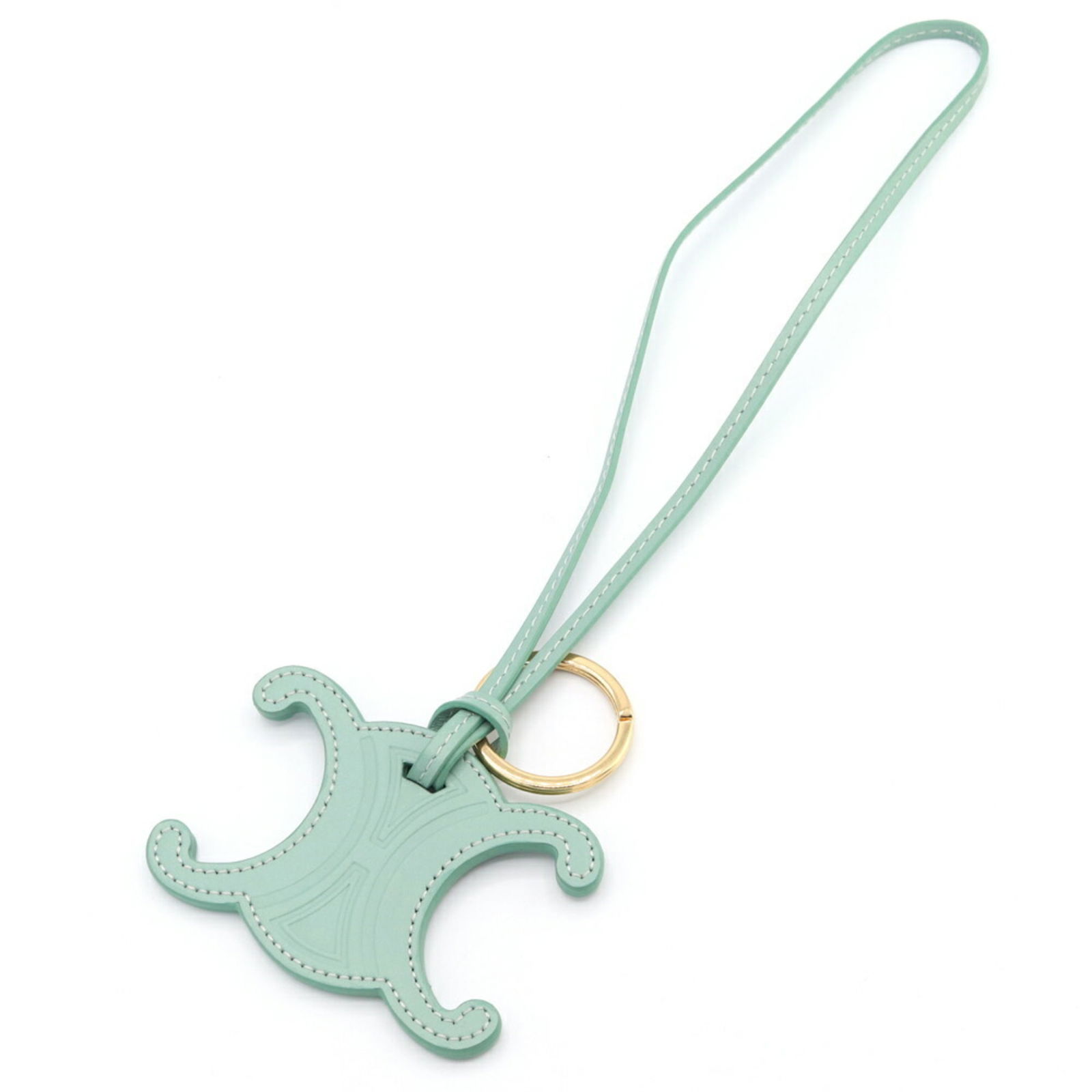 Celine Bag Charm Triomphe Keyring 49I473DSD Green Leather Keychain Accessory Ladies CELINE: Celine Bag Charm Triomphe Keyring 49I473DSD Green Leather Keychain Accessory Ladies CELINE Brand: Celine Model: 49I473DSD Type: Handbag charm Gender: Women Material: Leather Color: Green Size (HxWxD):