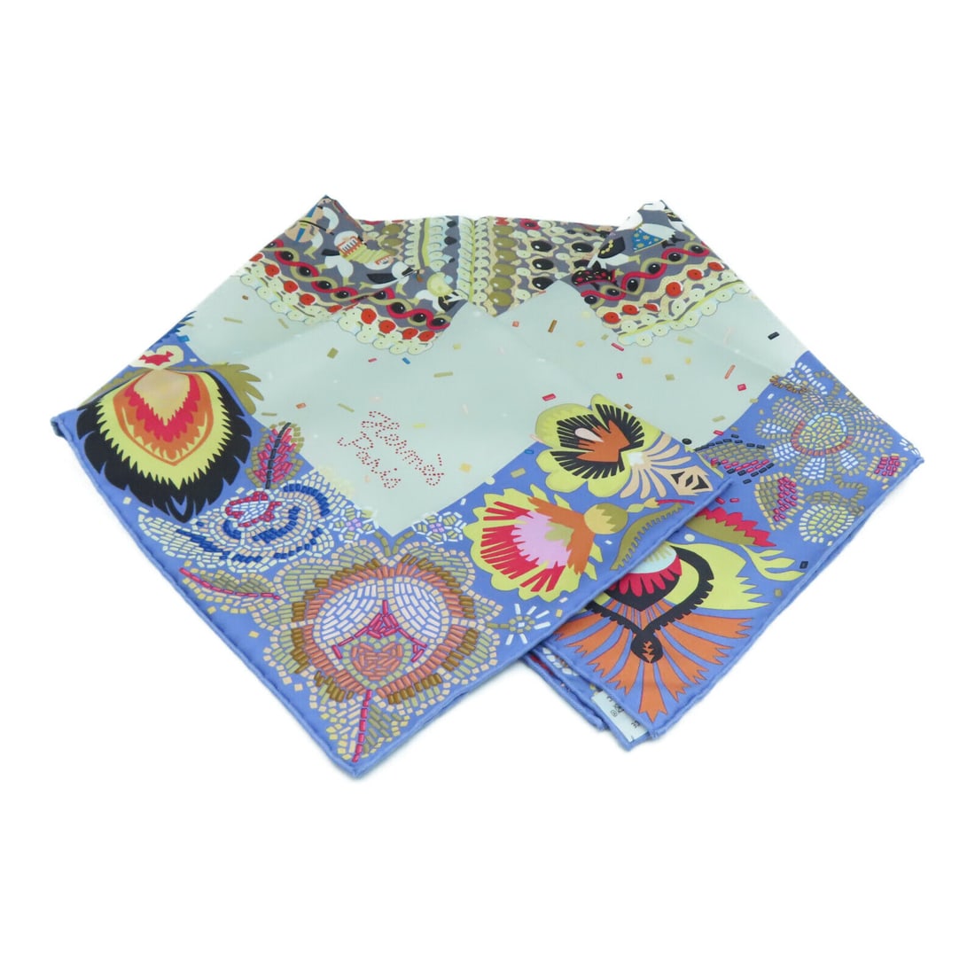 Hermes Scarf 90 Scarves Silk Multicolor New: Hermes Scarf 90 Scarves Silk Multicolor New Style: Calfskin Material: silk Color: Mulch color Size Type: Regular Type: Calfskin Frame Color: Mulch color A+: Pristine The BIDHAUS Guarantee: All items i