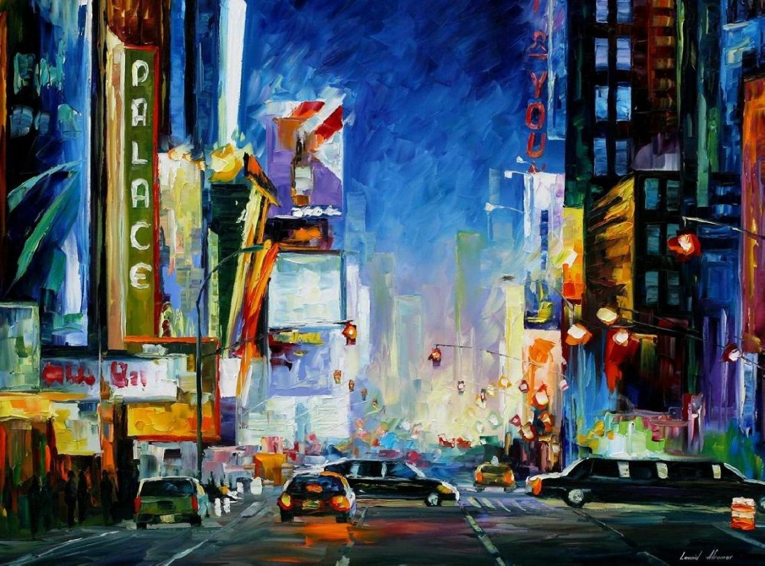 Broadway - Limited Edition 1/25 by Leonid Afremov: Broadway - Limited Edition 1/25 by Leonid AfremovThis is a limited edition giclee hand-painted by Leonid Afremov. This is the first giclee of a small edition of 25 paintings. The rest of the edition i