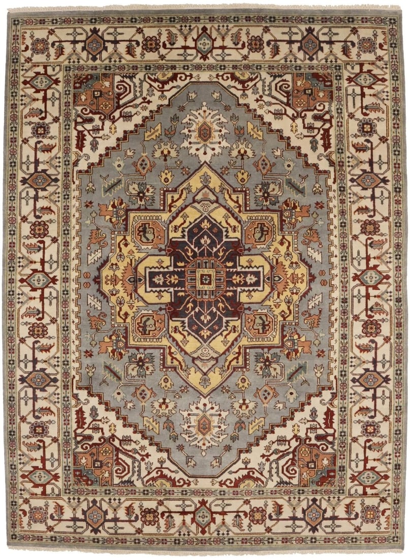 Large Gray Geometric Living Room 9X12 Heriz Serapi Oriental Rug Farmhouse Carpet: Large Gray Geometric Living Room 9X12 Heriz Serapi Oriental Rug Farmhouse Carpet Free continental US Shipping Type: Area rug Size: 12"0" X 8"11" Ft Color: Gray Production Technique: Knotted Material: 