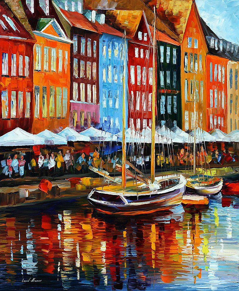 Copenhagen - Denmark - Limited Edition 1/25 by Leonid Afremov: Copenhagen - Denmark - Limited Edition 1/25 by Leonid AfremovThis is a limited edition giclee hand-painted by Leonid Afremov. This is the first giclee of a small edition of 25 paintings. The rest of t