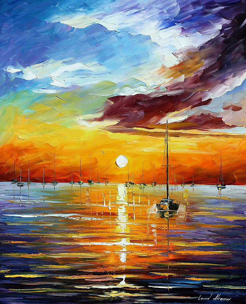 Resting With The Sun - Limited Edition 1/25 by Leonid Afremov: Resting With The Sun - Limited Edition 1/25 by Leonid AfremovThis is a limited edition giclee hand-painted by Leonid Afremov. This is the first giclee of a small edition of 25 paintings. The rest of t