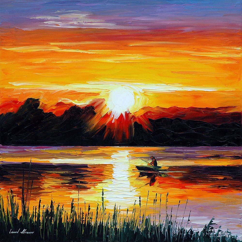 The Last Sun Beam - Limited Edition 1/25 by Leonid Afremov: The Last Sun Beam - Limited Edition 1/25 by Leonid AfremovThis is a limited edition giclee hand-painted by Leonid Afremov. This is the first giclee of a small edition of 25 paintings. The rest of the