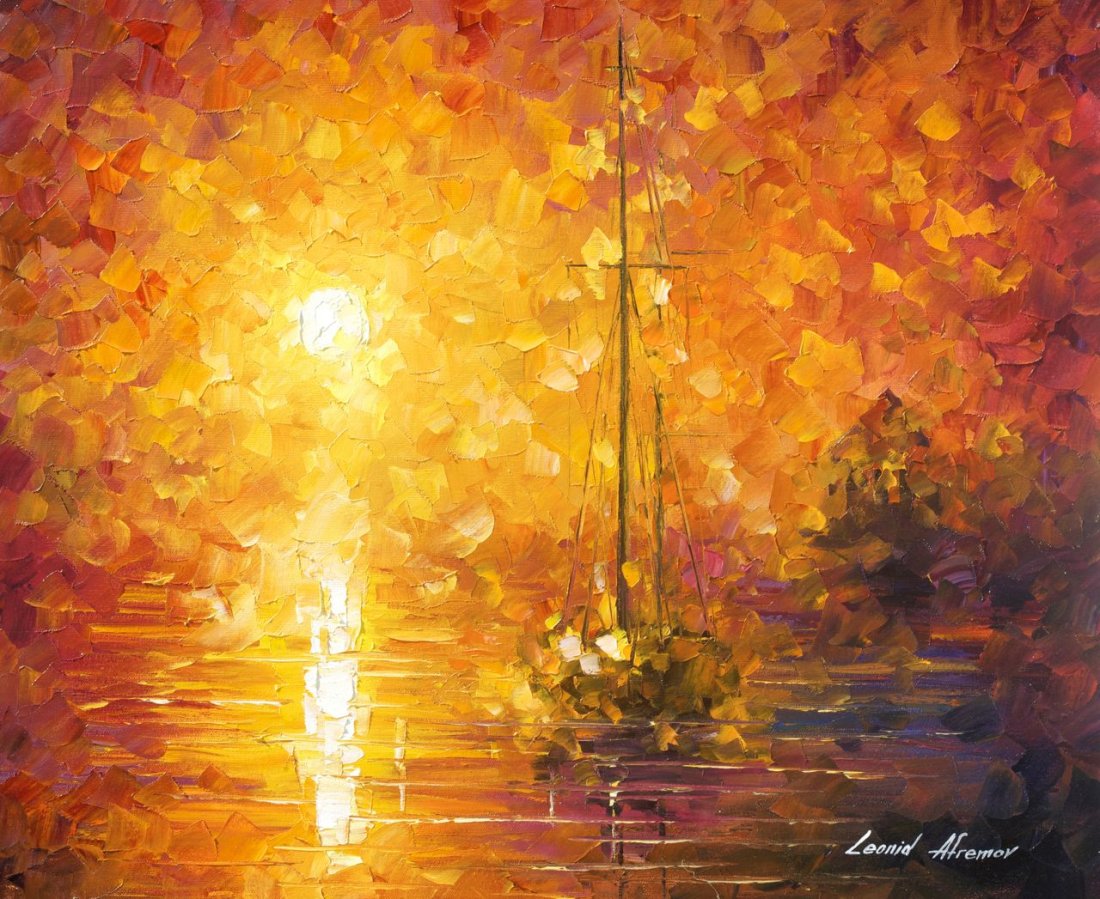 Orange Fog - Limited Edition 1/25 by Leonid Afremov: Orange Fog - Limited Edition 1/25 by Leonid AfremovThis is a limited edition giclee hand-painted by Leonid Afremov. This is the first giclee of a small edition of 25 paintings. The rest of the edition