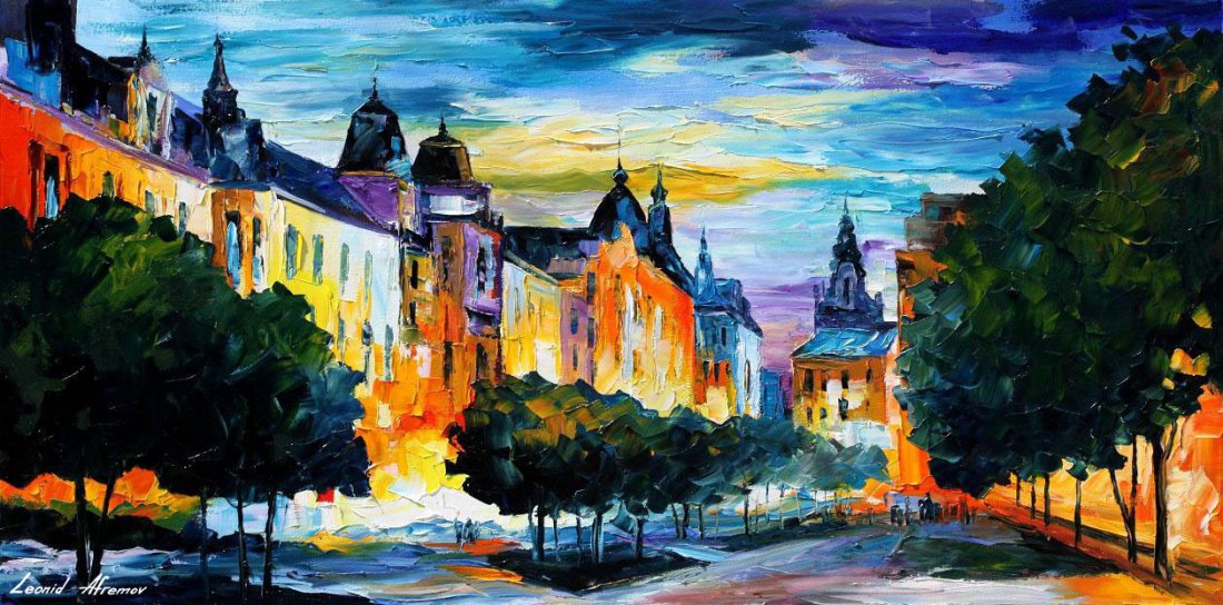 Night In Hamburg - Limited Edition 1/25 by Leonid Afremov: Night In Hamburg - Limited Edition 1/25 by Leonid AfremovThis is a limited edition giclee hand-painted by Leonid Afremov. This is the first giclee of a small edition of 25 paintings. The rest of the e