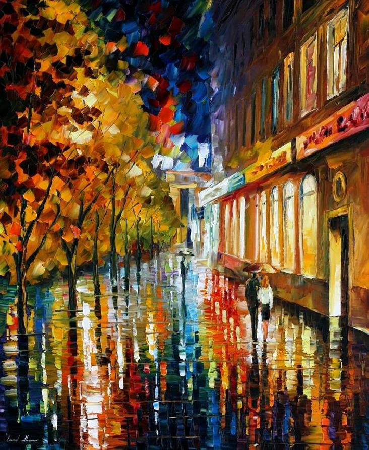 After The Holidays - Limited Edition 1/25 by Leonid Afremov: After The Holidays - Limited Edition 1/25 by Leonid AfremovThis is a limited edition giclee hand-painted by Leonid Afremov. This is the first giclee of a small edition of 25 paintings. The rest of the