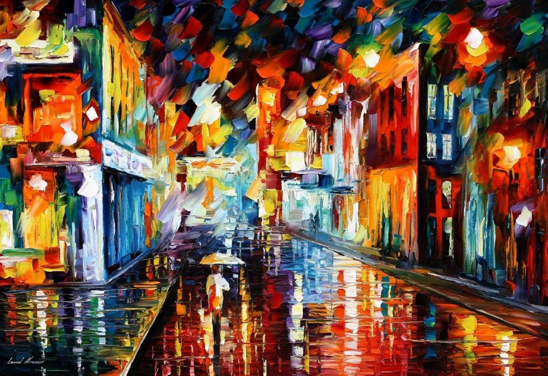 City Under Rain - Limited Edition 1/25 by Leonid Afremov: City Under Rain - Limited Edition 1/25 by Leonid AfremovThis is a limited edition giclee hand-painted by Leonid Afremov. This is the first giclee of a small edition of 25 paintings. The rest of the ed