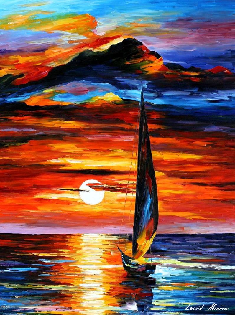 Journey Towards The Sun - Limited Edition 1/25 by Leonid Afremov: Journey Towards The Sun - Limited Edition 1/25 by Leonid AfremovThis is a limited edition giclee hand-painted by Leonid Afremov. This is the first giclee of a small edition of 25 paintings. The rest o