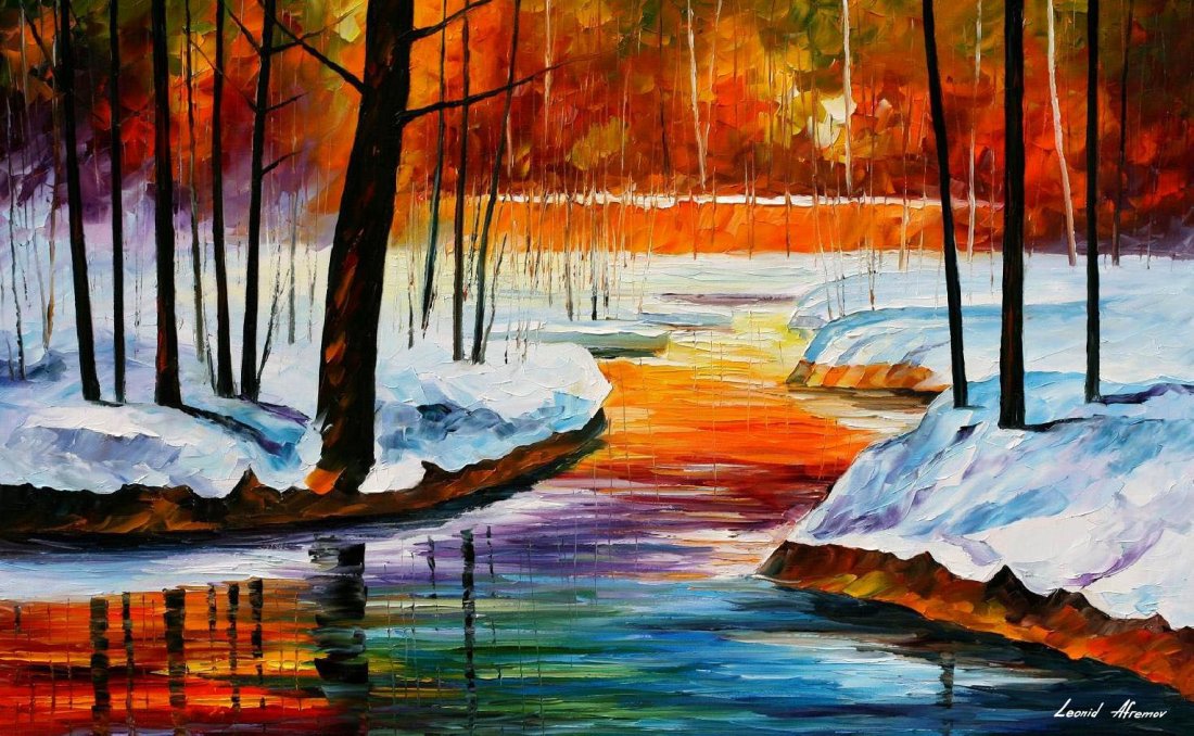 Beginning Of Spring - Limited Edition 1/25 by Leonid Afremov: Beginning Of Spring - Limited Edition 1/25 by Leonid AfremovThis is a limited edition giclee hand-painted by Leonid Afremov. This is the first giclee of a small edition of 25 paintings. The rest of th