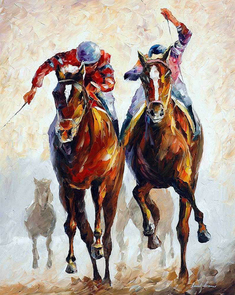Contenders - Limited Edition 1/25 by Leonid Afremov: Contenders - Limited Edition 1/25 by Leonid AfremovThis is a limited edition giclee hand-painted by Leonid Afremov. This is the first giclee of a small edition of 25 paintings. The rest of the edition