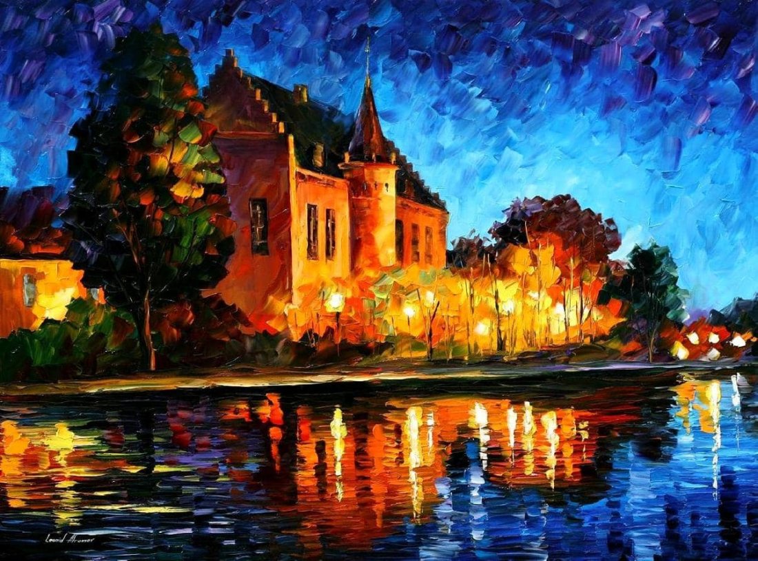 Brussels - Castle Saventem - Limited Edition 1/25 by Leonid Afremov: Brussels - Castle Saventem - Limited Edition 1/25 by Leonid AfremovThis is a limited edition giclee hand-painted by Leonid Afremov. This is the first giclee of a small edition of 25 paintings. The res
