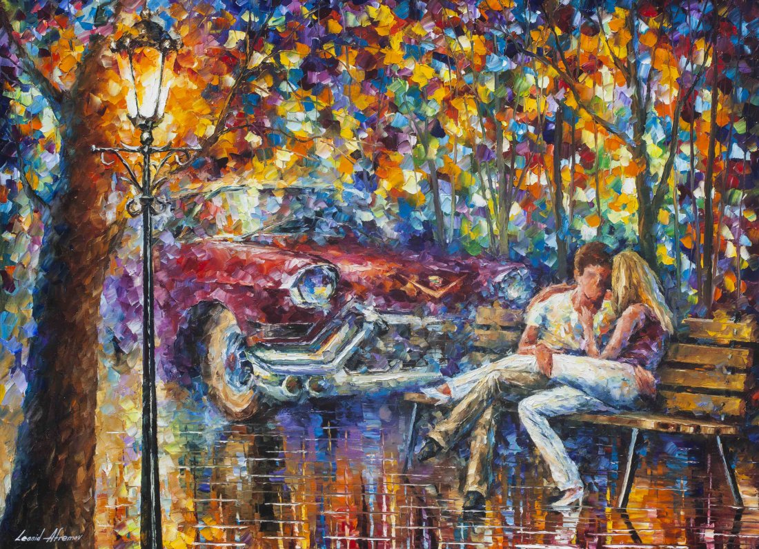 The Beginning 1959 - Limited Edition 1/25 by Leonid Afremov: The Beginning 1959 - Limited Edition 1/25 by Leonid AfremovThis is a limited edition giclee hand-painted by Leonid Afremov. This is the first giclee of a small edition of 25 paintings. The rest of the