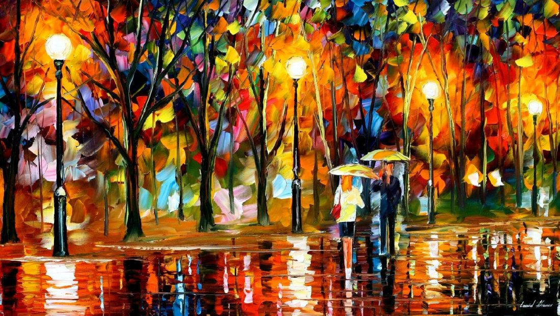 Sudden Sparks - Limited Edition 1/25 by Leonid Afremov: Sudden Sparks - Limited Edition 1/25 by Leonid AfremovThis is a limited edition giclee hand-painted by Leonid Afremov. This is the first giclee of a small edition of 25 paintings. The rest of the edit