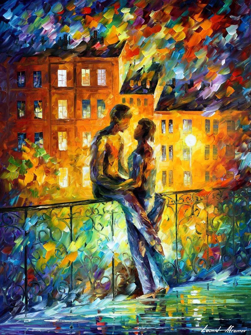 Silhouettes Of People - Limited Edition 1/25 by Leonid Afremov: Silhouettes Of People - Limited Edition 1/25 by Leonid AfremovThis is a limited edition giclee hand-painted by Leonid Afremov. This is the first giclee of a small edition of 25 paintings. The rest of