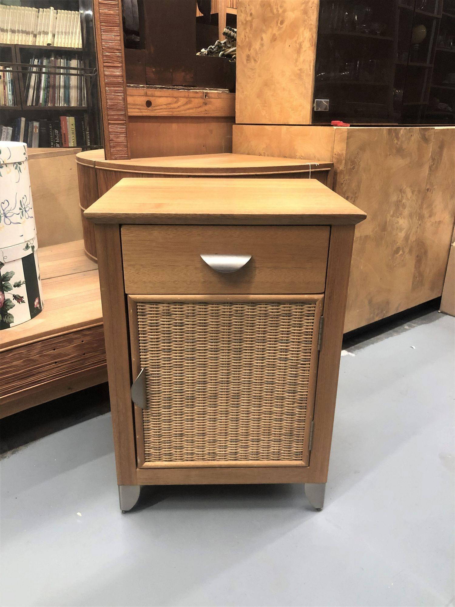 Lowboy Dresser And Two Nightstands Wicker Bedroom Set Auction