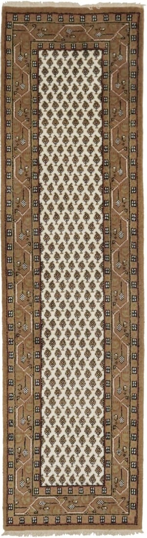 Hand-Knotted Vintage Style Floral 25X9 Indo Botemir Oriental Runner Rug Carpet: Hand-Knotted Vintage Style Floral 25X9 Indo Botemir Oriental Runner Rug Carpet Free continental US Shipping Type: Hallway rug Size: 2"5 X 8"11 Ft Color: Cream Pattern: Floral Material: Wool Item Width