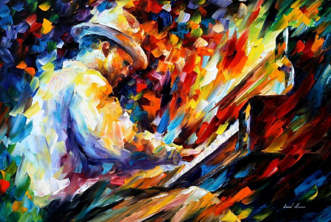 Midnight Blues Song - Limited Edition 1/25 by Leonid Afremov: Midnight Blues Song - Limited Edition 1/25 by Leonid AfremovThis is a limited edition giclee hand-painted by Leonid Afremov. This is the first giclee of a small edition of 25 paintings. The rest of th