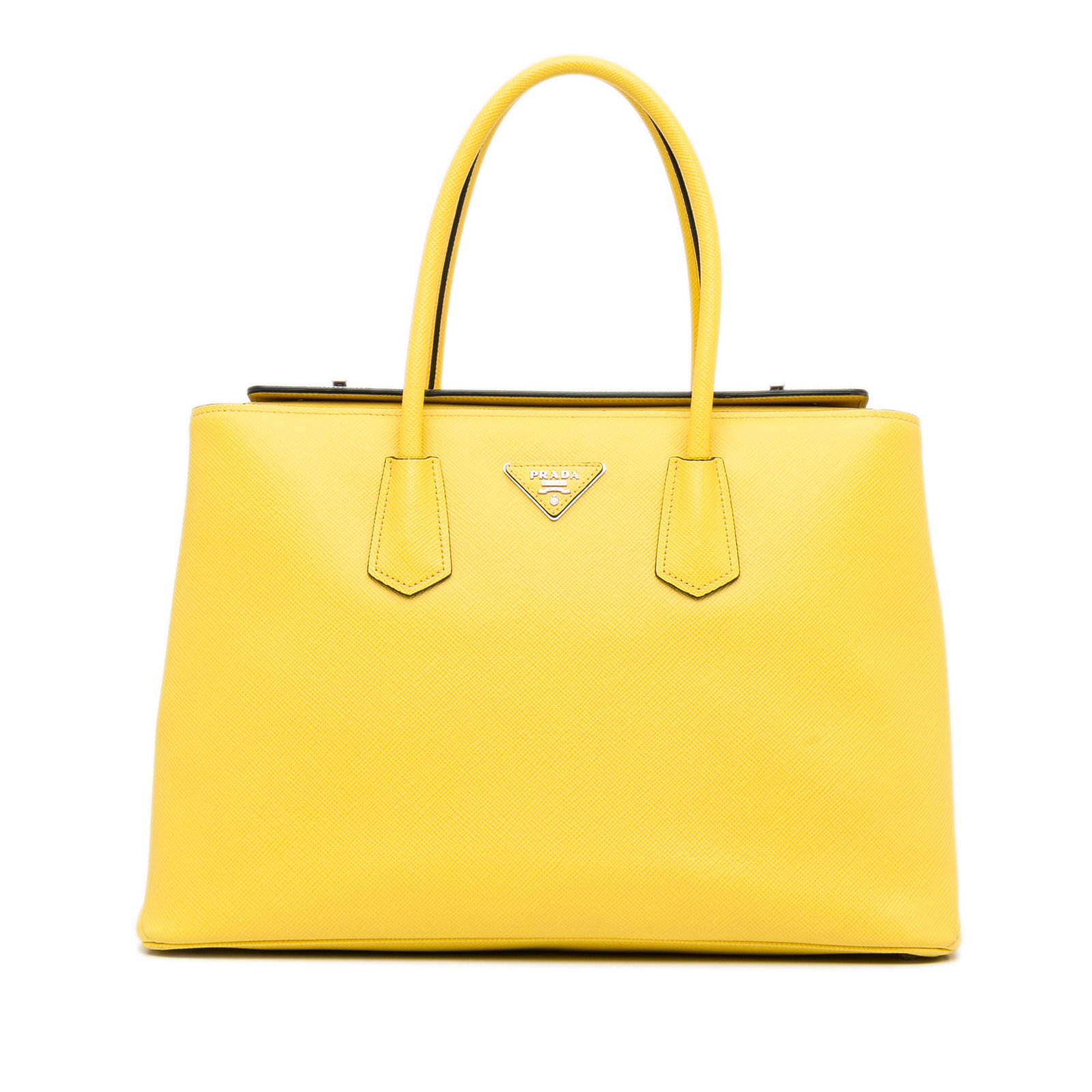 Prada Saffiano Cuir Double Tote Bag: Prada Saffiano Cuir Double Tote Bag The Double Cuir tote bag features a saffiano leather body rolled leather handles interior pockets and an open top. Brand: Prada Model: Saffiano Cuir Double Tote Bag