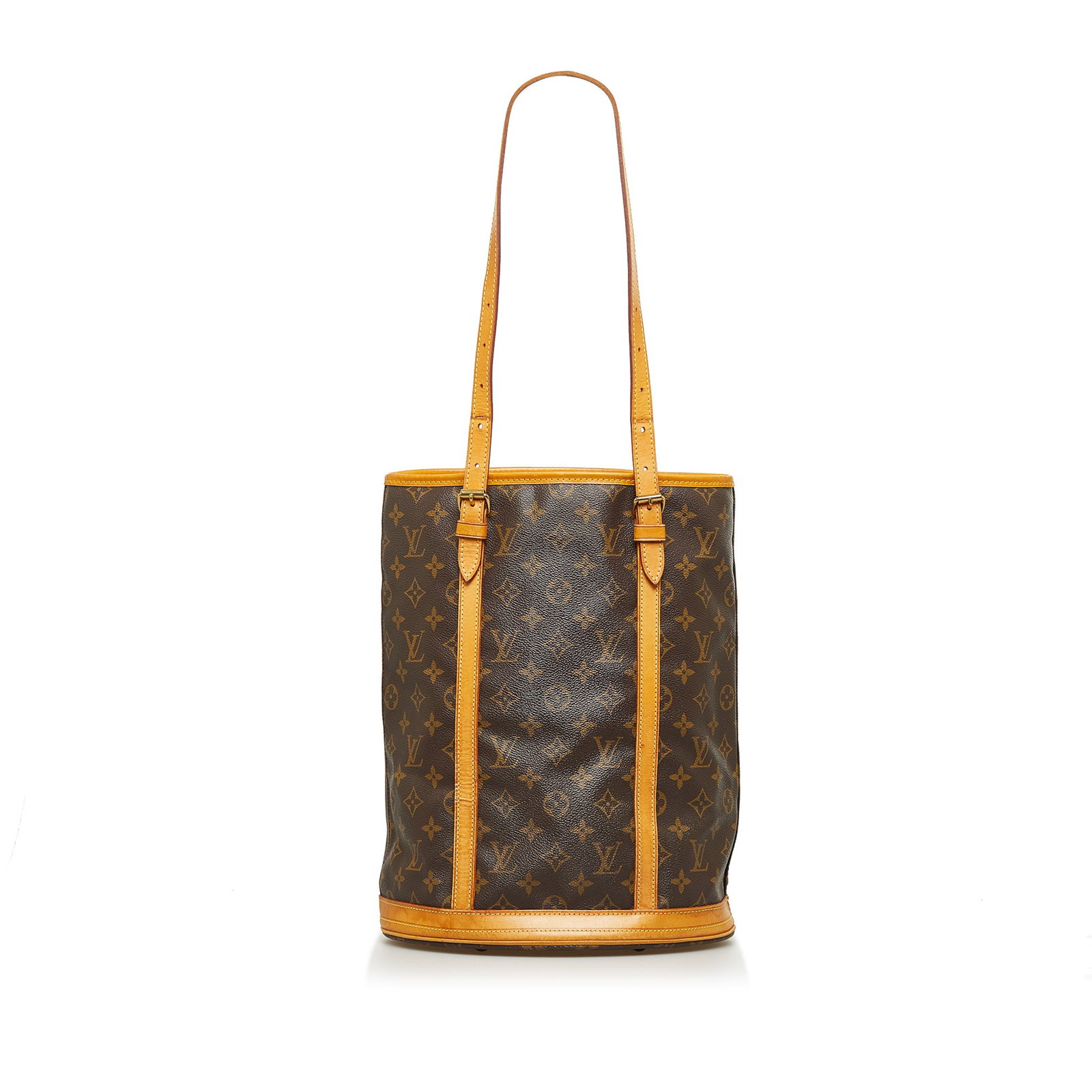 Louis Vuitton Monogram Bucket GM: Louis Vuitton Monogram Bucket GM The Bucket GM features a monogram canvas body flat leather straps an open top and an interior zip pocket. Brand: Louis Vuitton Model: Monogram Bucket GM Origin: France