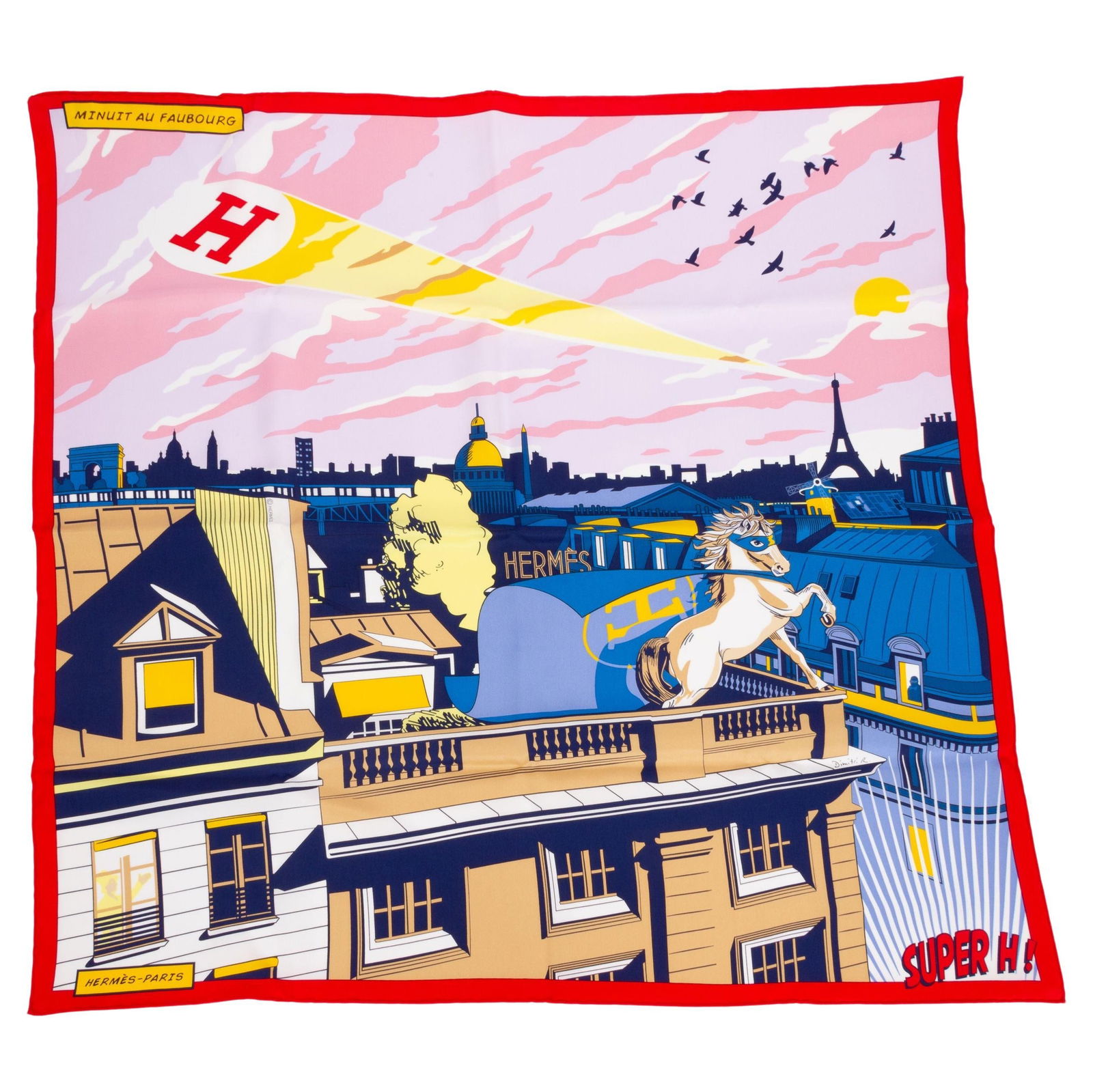 Hermes Silk Minuit Au Faubourg Scarf: Hermes Silk Minuit Au Faubourg Scarf Designer: Hermes Dimensions: Width: 26.5 in (67.31 cm)Length: 26.5 in (67.31 cm) Place of Origin: France Period: 21st Century Pre-Owned The BIDHAUS Guarantee: All