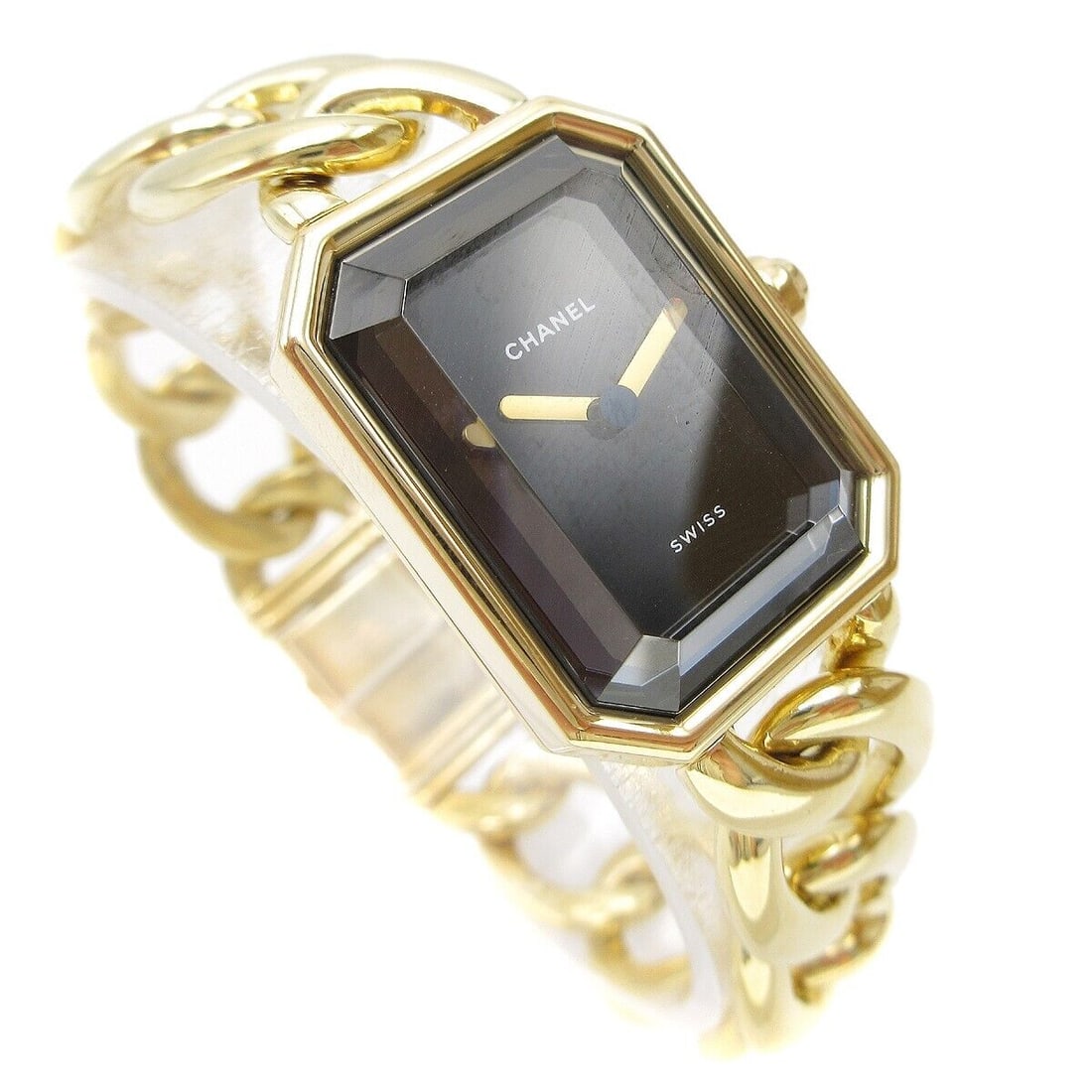 CHANEL Premiere Ladies Quartz Wristwatch Watch #L M.S***** 18K Yellow Gold: CHANEL Premiere Ladies Quartz Wristwatch Watch #L M.S***** 18K Yellow Gold Movement: Quartz Indices: 12-Hour Dial No Hour Marks Band/Strap: Bracelet Case Color: Gold Type: Wristwatch Band Color: Gold