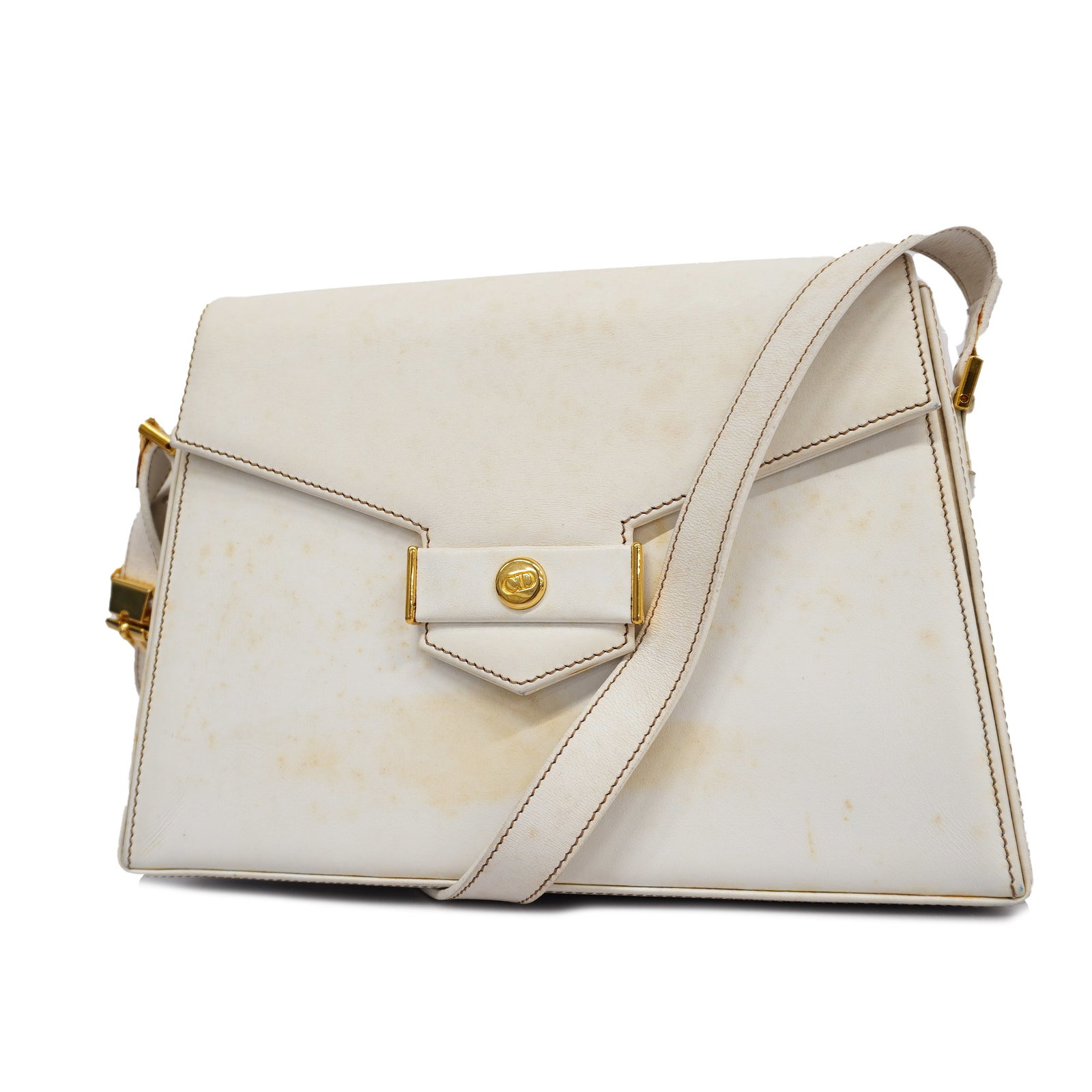 Christian Dior Shoulder Bag Women's Leather White: Christian Dior Shoulder Bag Women's Leather White Brand: Christian Dior Model: Shoulder bag Type: Shoulder bag Material: Leather Leather: Color: White Hardware Color: Gold Closure: Flap Magnetic snap 