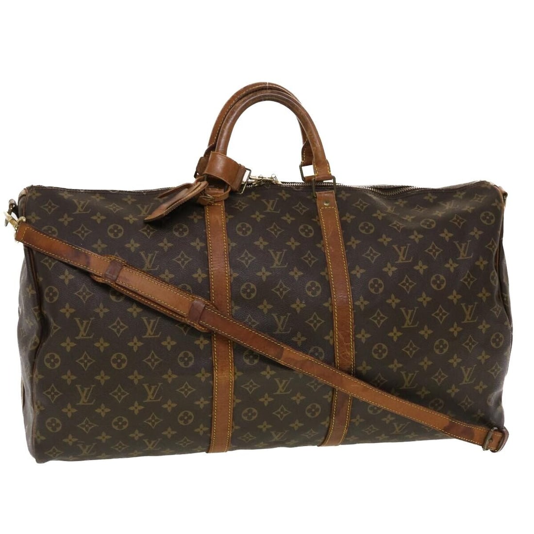 LOUIS VUITTON Monogram Keepall Bandouliere 60 Boston Bag M41412 LV: LOUIS VUITTON Monogram Keepall Bandouliere 60 Boston Bag M41412 LV Style: Boston Bag Material: Monogram Canvas Exterior Color: Monogram Bag Height: 11.8inch(Approx) / 30cm(Approx) Bag Depth: 10.2inch(