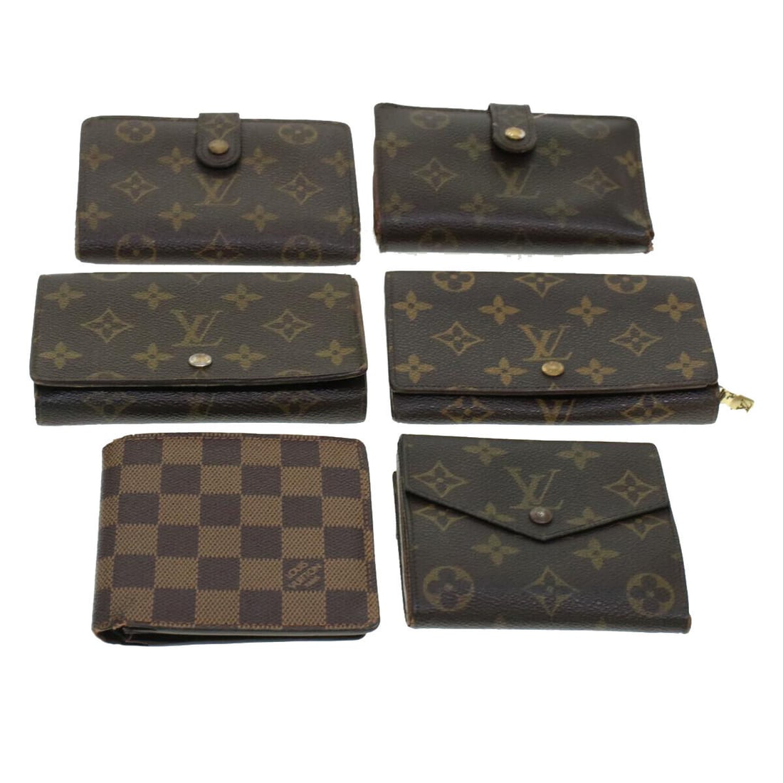 LOUIS VUITTON Monogram Wallet 6Set LV: LOUIS VUITTON Monogram Wallet 6Set LV Style: Wallet Material: Monogram Canvas Color: Monogram Type: Wallet Exterior Material: Monogram Canvas C: Heavily Used The BIDHAUS Guarantee: All items in this a