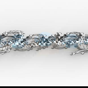 15.25 ctw Aquamarine & Diamond Eternity Micro Bracelet 14k White Gold: 15.25 ctw Aquamarine & Diamond Eternity Micro Bracelet 14k White Gold 15.25 ctw Aquamarine & Diamond Eternity Micro Bracelet 14k White Gold Designer Brand Luxury Jewelrymade in the USA Suggested Retai