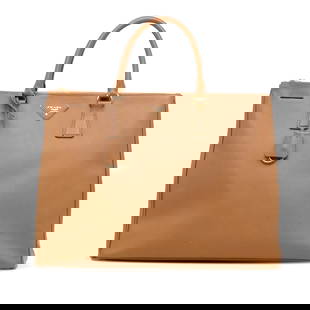 Prada Extra Large Saffiano Lux Galleria Double Zip Tote: Prada Extra Large Saffiano Lux Galleria Double Zip Tote The Galleria Double Zip Tote features a leather body rolled leather handles top zip closures and interior zip pockets. Brand: Prada Model: Extra