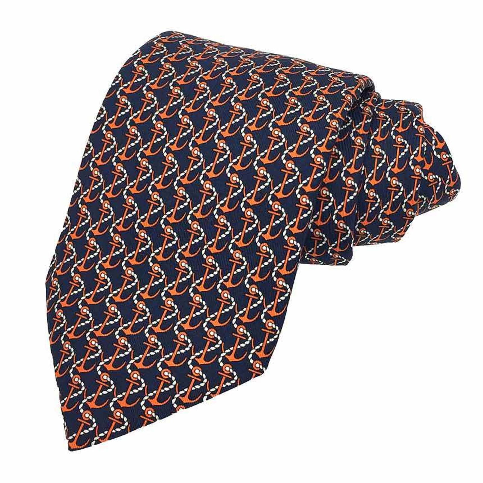 Hermes HERMES tie silk anchor pattern navy men's: Hermes HERMES tie silk anchor pattern navy men's Brand: Hermes Country of Origin: France Type: Cravat Gender: Men Color: Navy Material: Silk100% Silk: 100% Width: 9cm / 3.54 Condition: Used (like new)