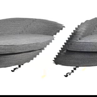 Adrian Pearsall Craft Associates Walnut Grey Lounge Chair: Adrian Pearsall Craft Associates Walnut Grey Lounge Chair A mid century modern rare grey round lounge chair and matching pillows designed by Adrian Pearsall for Craft Associates with walnut legs and b