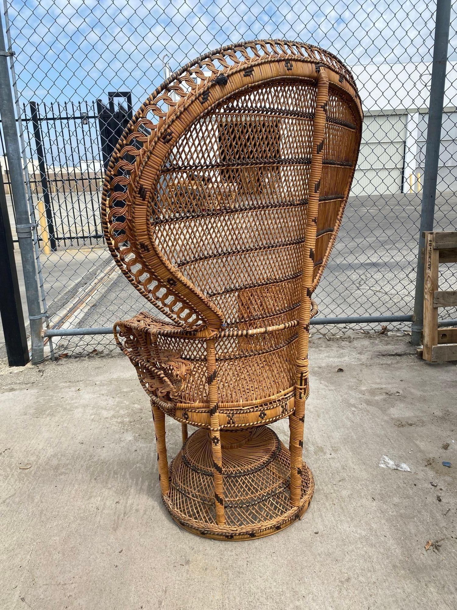 Restored Large Nude Natural Woven Wicker