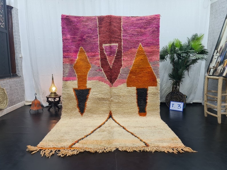 Stunning Authentic Rug: Stunning Authentic Rug Free continental US Shipping Stunning Authentic Rug, handwoven in the Atlas Mountains by local Berber women weavers using traditional tools and natural local wool. Material: 100