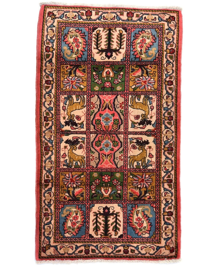 One of a Kind Vintage Cream Pink Pictorial 2X4 Oriental Area Rug Small Carpet: One of a Kind Vintage Cream Pink Pictorial 2X4 Oriental Area Rug Small Carpet Free continental US Shipping Type: Area Rug Size: 2"2 X 4"1 Color: Cream Pink Green Gold Blue Charcoal etc Weave: Hand-Kno