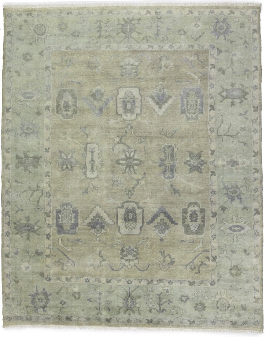 Handmade Muted Colors Floral 8X10 Oushak Chobi Oriental Rug Handspun Wool Carpet: Handmade Muted Colors Floral 8X10 Oushak Chobi Oriental Rug Handspun Wool Carpet Free continental US Shipping Type: Area Rug Size: 7"11 x 9"8 Color: Pastel Brown Production Technique: Knotted Material