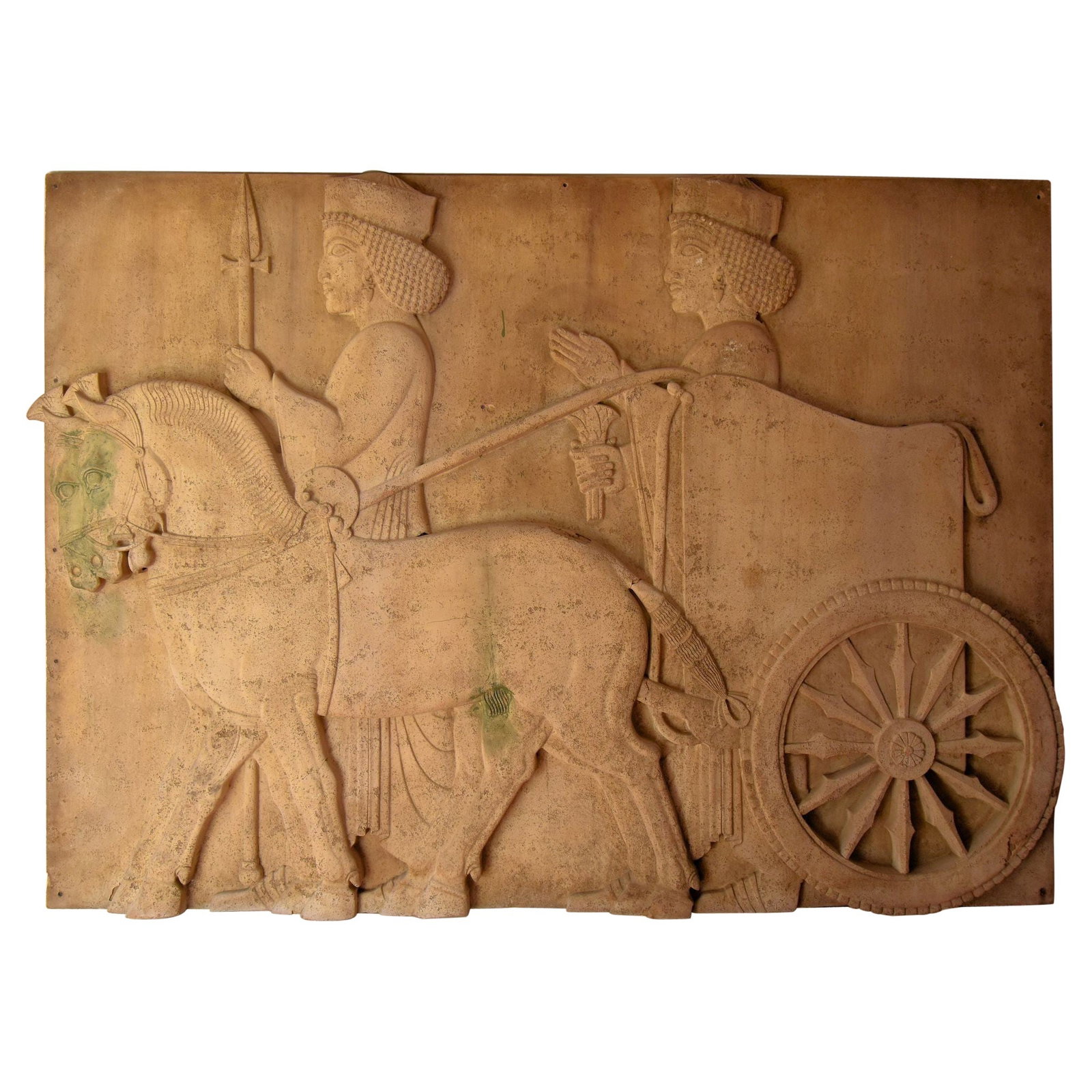 Fiberglass Mesopotamian Wall Art Movie Prop from Ben-Hur 1959: Fiberglass Mesopotamian Wall Art Movie Prop from Ben-Hur 1959 Dimensions: Height: 52 in (132.08 cm)Width: 111 in (281.94 cm)Depth: 8 in (20.32 cm) Materials and Techniques: Fiberglass Place of Origin: