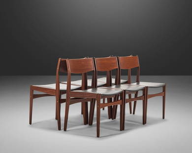 Set Of Six (6) Danish Modern Dining Chairs In Teak & Naugahyde By Poul Volther For Frem Rojle: Set Of Six (6) Danish Modern Dining Chairs In Teak & Naugahyde By Poul Volther For Frem Rojle Denmark C. 1960S Set of Six (6) Danish Modern Dining Chairs in Teak & Naugahyde by Poul Volther for Frem R