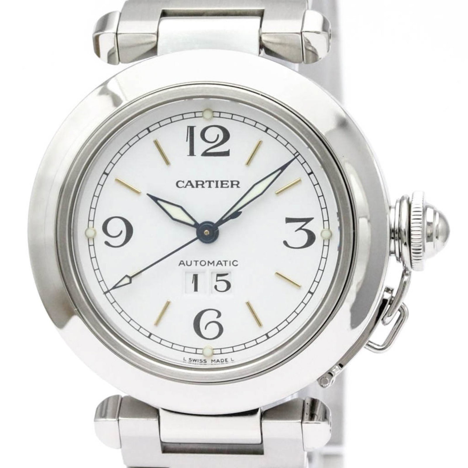 Polished CARTIER Pasha C Big Date Steel Automatic Unisex Watch W31044M7 BF555315: Polished CARTIER Pasha C Big Date Steel Automatic Unisex Watch W31044M7 BF555315 Brand: Cartier Line: Pasha C Model: W31044M7 Style: Dress/Formal Gender: Unisex Material (Case): Stainless steel Materi